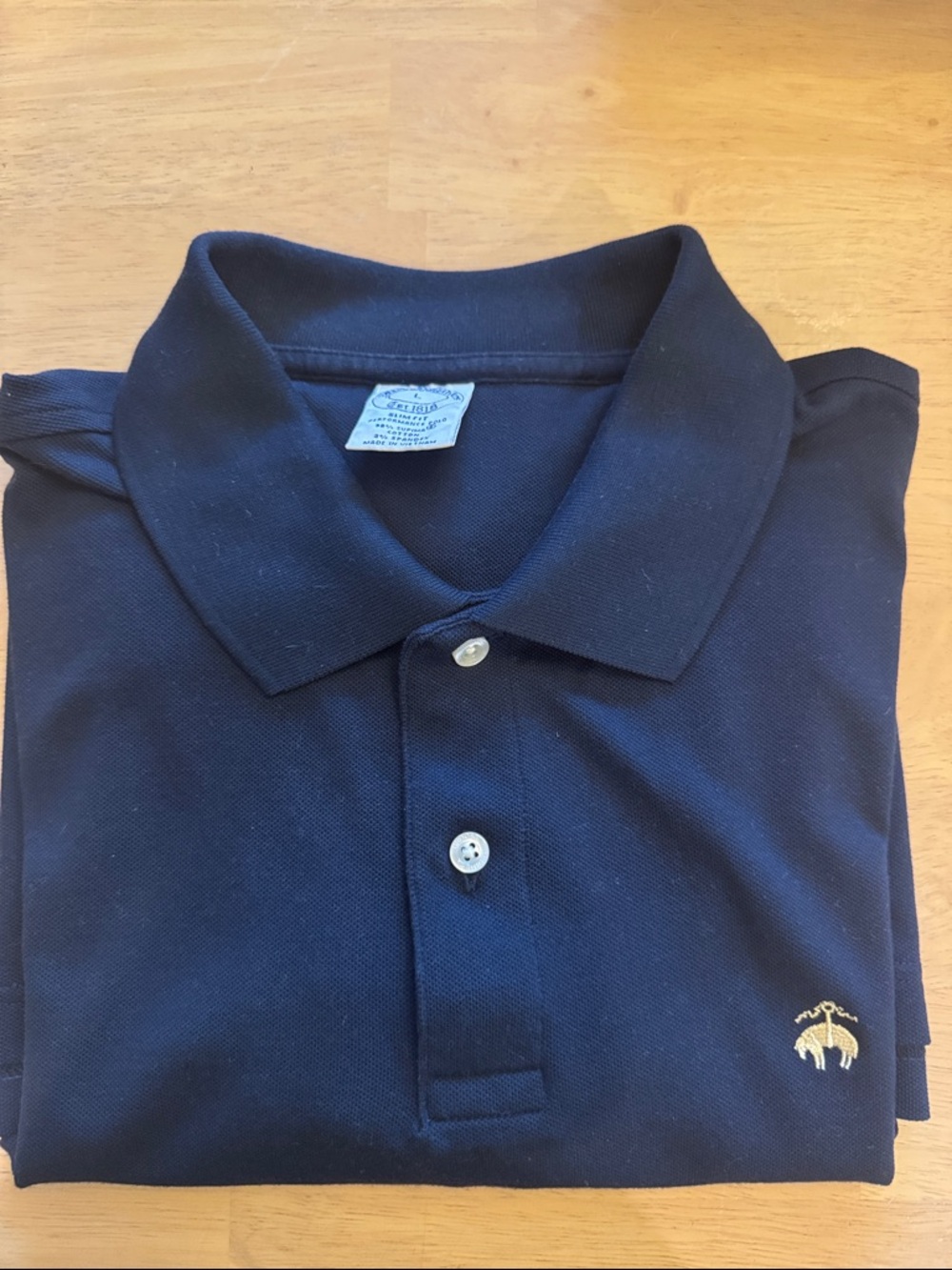 Brooks Brothers Navy Polo with Gold Logo
